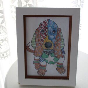 Marley Ungaro Designs Bassett Hound Dog Framed Canvas Signed by Artist